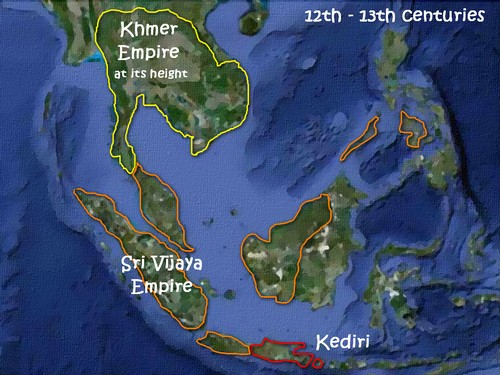 Map showing the extent of the Khmer Empire